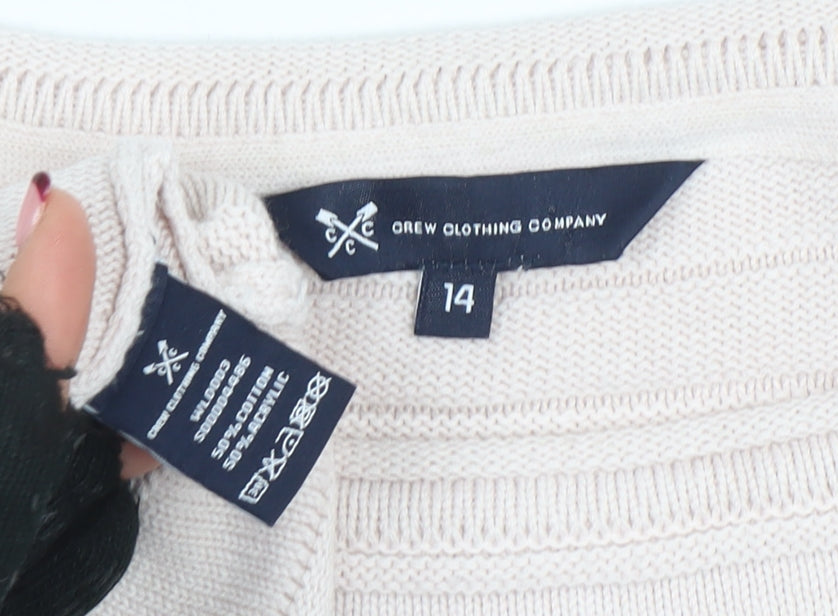 Crew Clothing Company Women Beige Knit Jumper Size 14 Cotton Blend