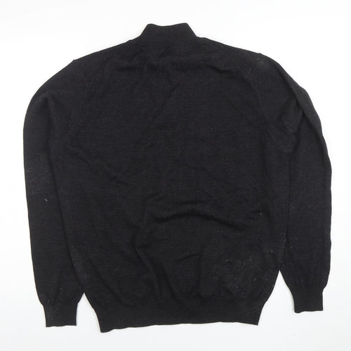 Marks and Spencer Men's Black L 1/2 Zip Wool Blend Jumper
