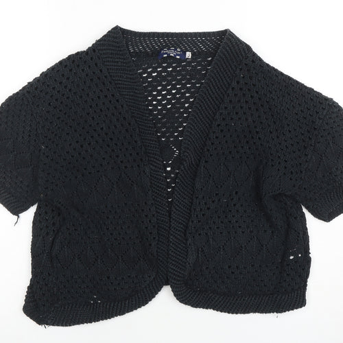 Fashion Alert Womens Black Open Knit Short Sleeve Cardigan M