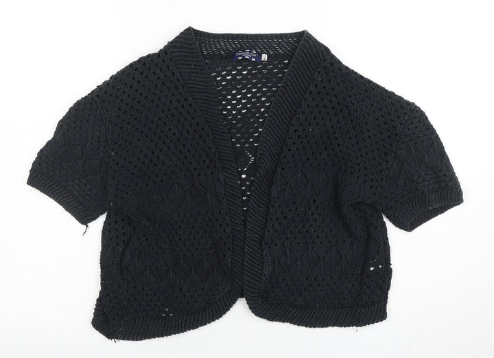 Fashion Alert Womens Black Open Knit Short Sleeve Cardigan M