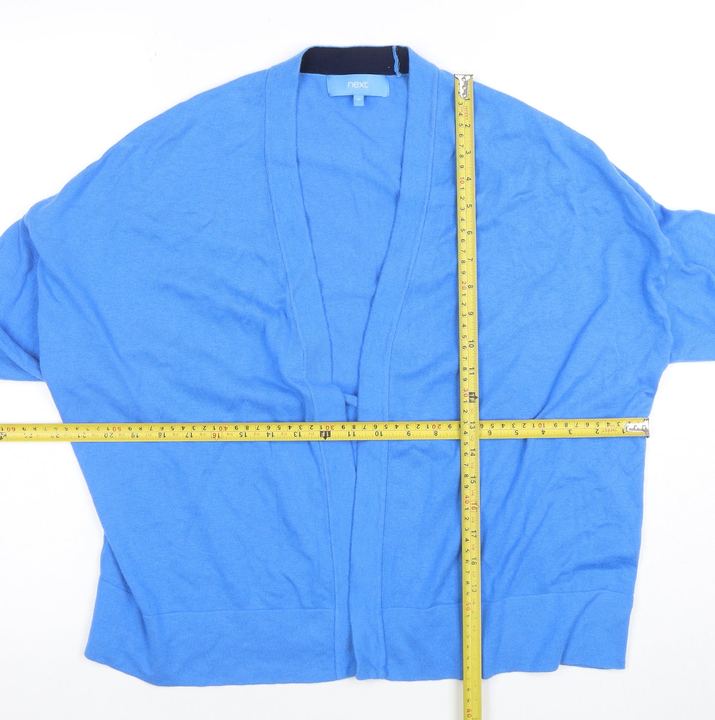 Next Women Blue Open Cardigan UK 10 Cotton Blend Long Sleeve Knit