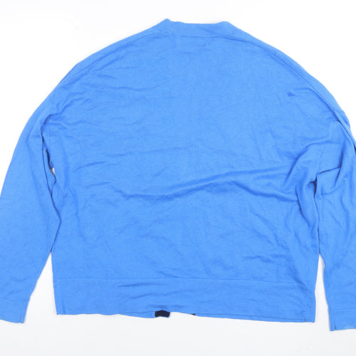 Next Women Blue Open Cardigan UK 10 Cotton Blend Long Sleeve Knit