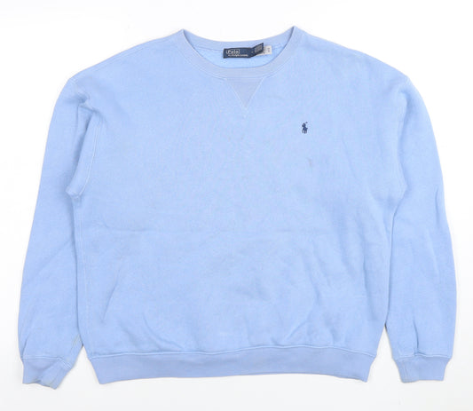 Polo Ralph Lauren Womens Blue Cotton Blend Crew Neck Pullover Sweatshirt M