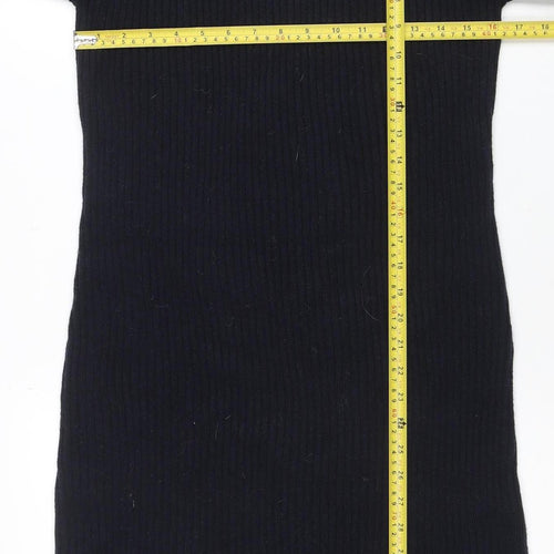 Uniqlo Women Black Knit Bodycon High Neck Long Sleeve Dress S