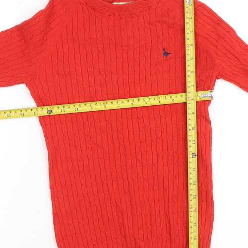 Jack Wills Women's Red Cable-Knit Wool Cotton Jumper UK 8