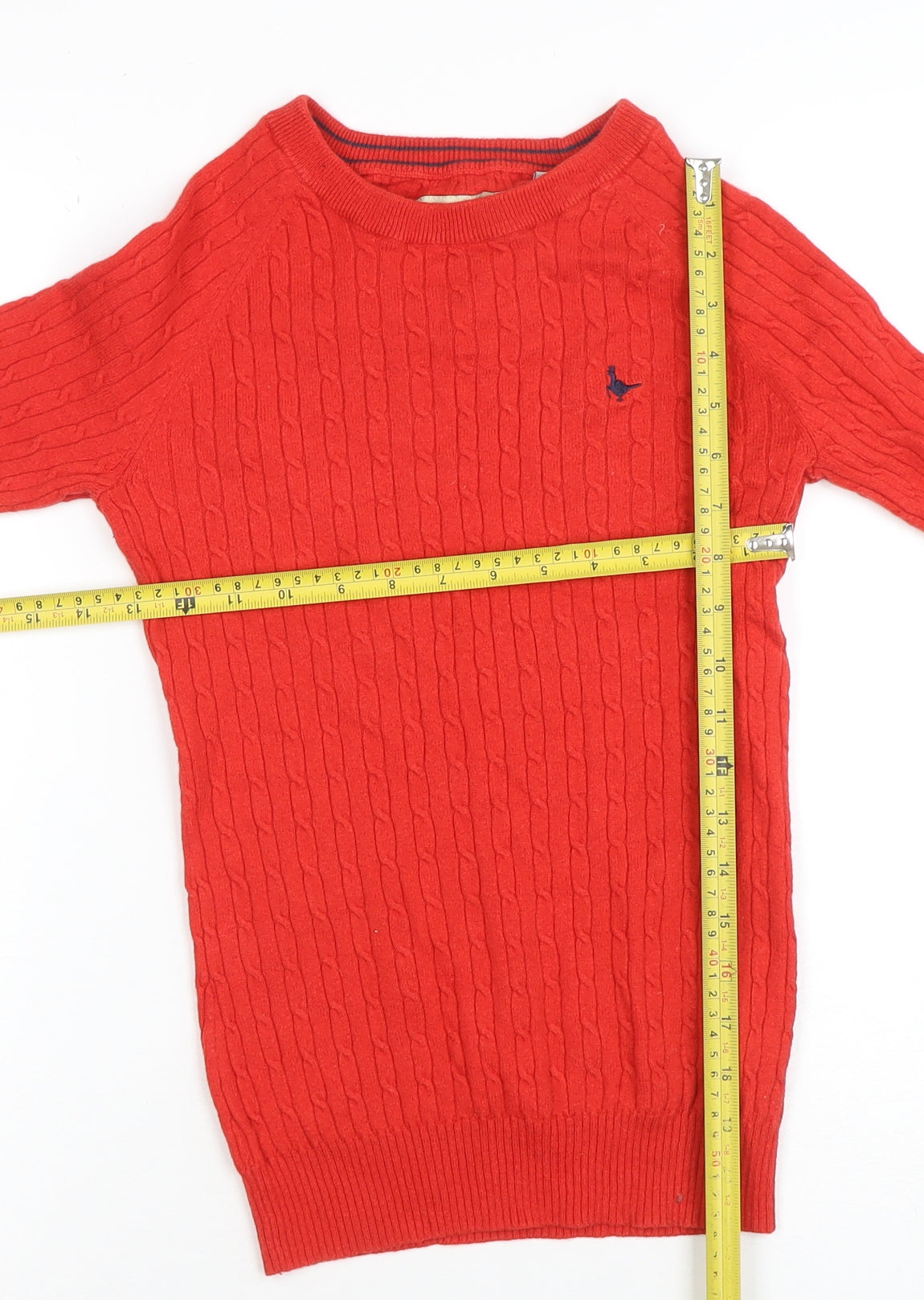 Jack Wills Women's Red Cable-Knit Wool Cotton Jumper UK 8
