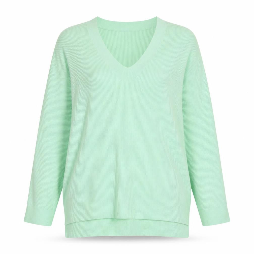 Marks and Spencer Women's Mint Green V-Neck Long Sleeve Jumper Size 12