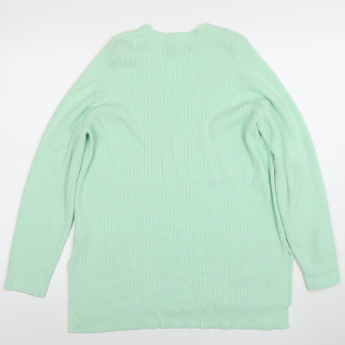 Marks and Spencer Women's Mint Green V-Neck Long Sleeve Jumper Size 12