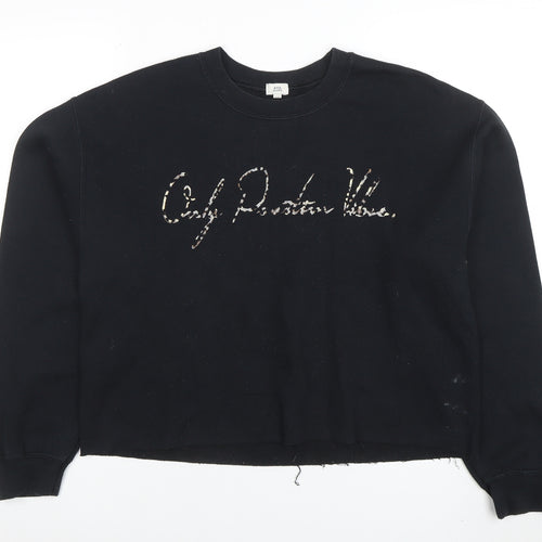 River Island Womens Black S Pullover Sweatshirt with Logo