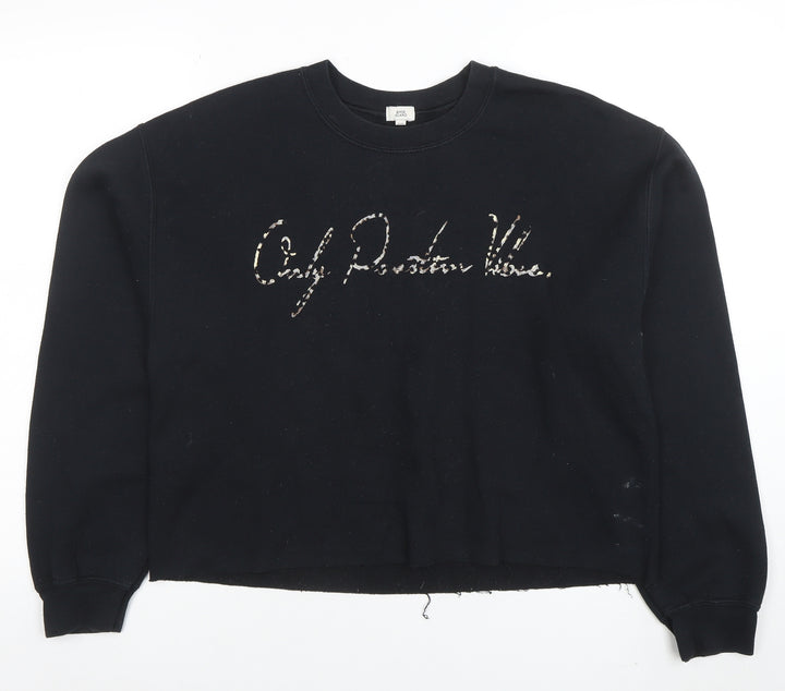 River Island Womens Black S Pullover Sweatshirt with Logo