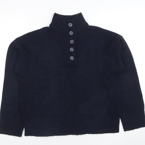 New Look Women’s Navy High Neck Button Henley Jumper Size S