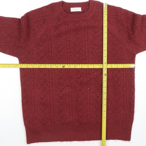 Papaya Women's Red Cable-Knit Pullover Jumper Medium
