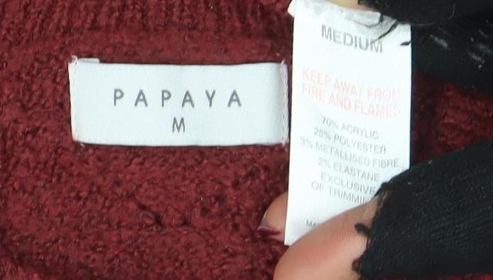 Papaya Women's Red Cable-Knit Pullover Jumper Medium
