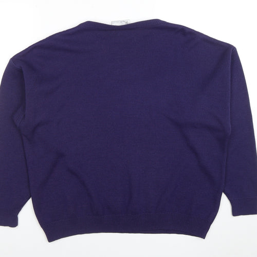 BHS Women’s Purple Crew Neck Acrylic Knit Pullover Jumper Size 14-16