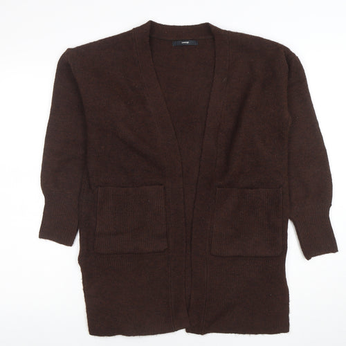 George Womens Brown V-Neck Knit Long Sleeve Open Cardigan Size S