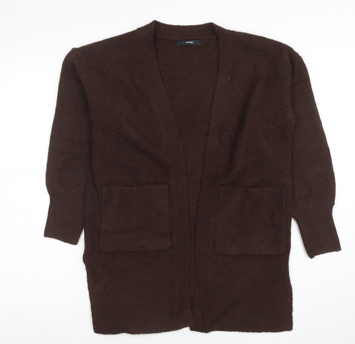 George Womens Brown V-Neck Knit Long Sleeve Open Cardigan Size S