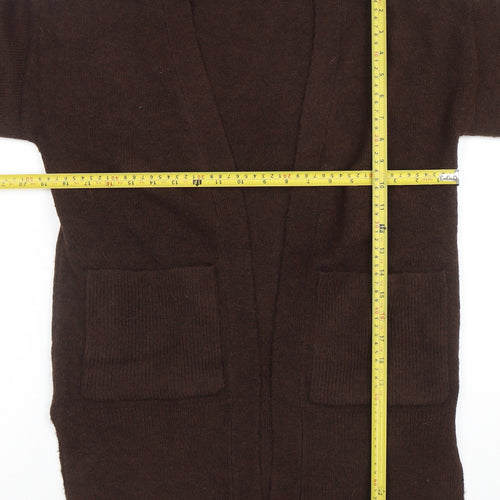 George Womens Brown V-Neck Knit Long Sleeve Open Cardigan Size S