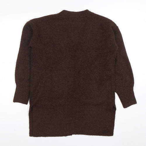 George Womens Brown V-Neck Knit Long Sleeve Open Cardigan Size S
