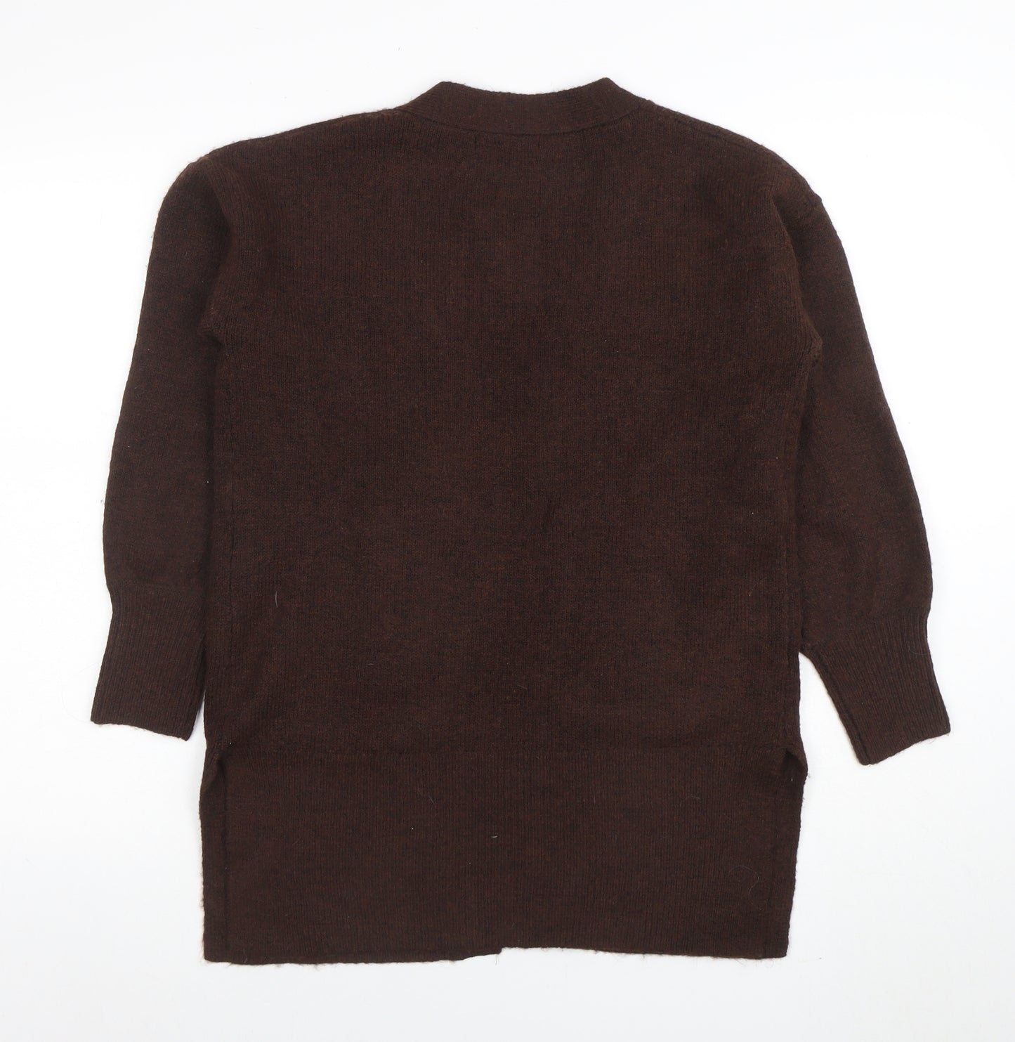 George Womens Brown V-Neck Knit Long Sleeve Open Cardigan Size S