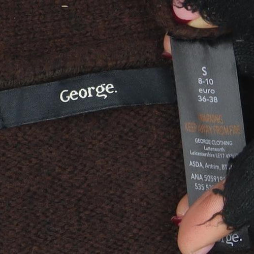George Womens Brown V-Neck Knit Long Sleeve Open Cardigan Size S