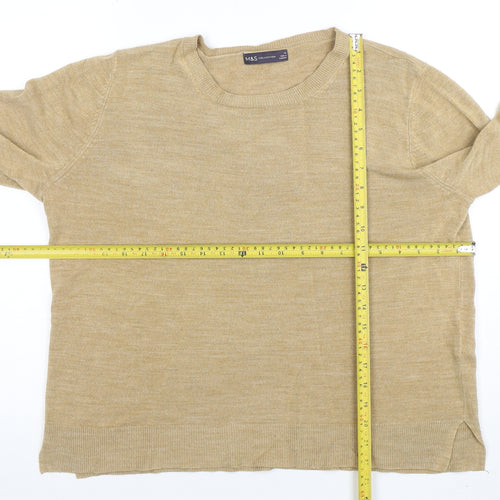 Marks and Spencer Womens Beige Wool Crew Neck Jumper Size 18