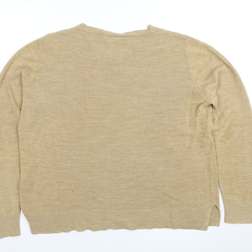 Marks and Spencer Womens Beige Wool Crew Neck Jumper Size 18