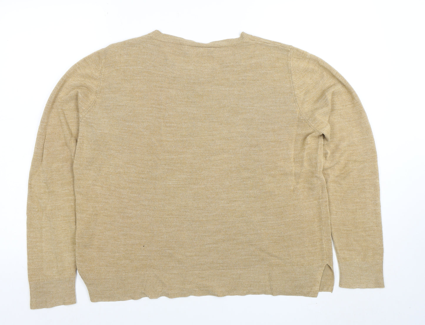 Marks and Spencer Womens Beige Wool Crew Neck Jumper Size 18