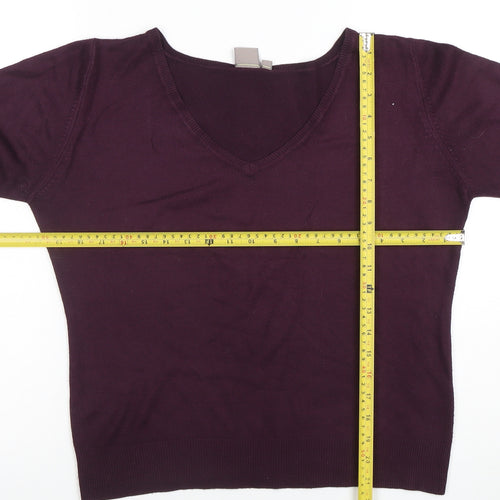 TU Women’s Purple V-Neck Acrylic Knit Jumper Size 14