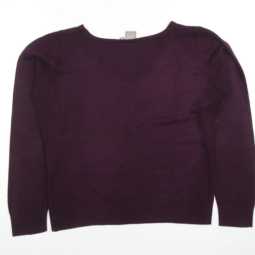 TU Women’s Purple V-Neck Acrylic Knit Jumper Size 14