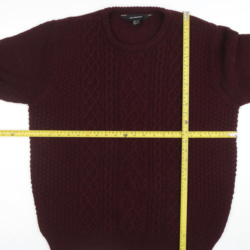 Cedar Wood State Men’s Red XL Cable-Knit Crew Neck Jumper