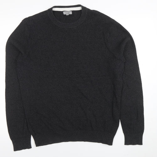 George Men’s Black Cotton Crew Neck Jumper Size L Regular Fit