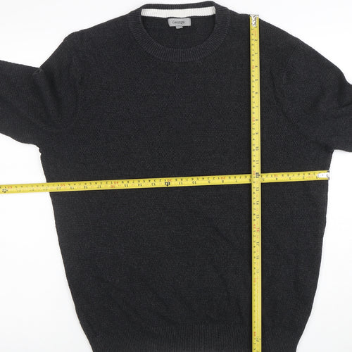 George Men’s Black Cotton Crew Neck Jumper Size L Regular Fit