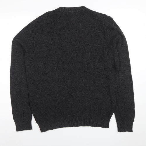 George Men’s Black Cotton Crew Neck Jumper Size L Regular Fit