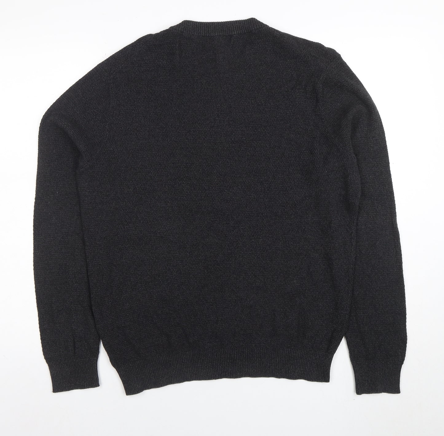 George Men’s Black Cotton Crew Neck Jumper Size L Regular Fit