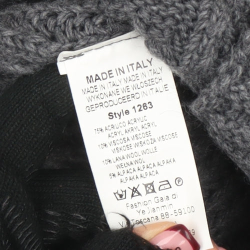 Collezione Gaia Women's Grey Chunky Knit V-Neck Button Cardigan S