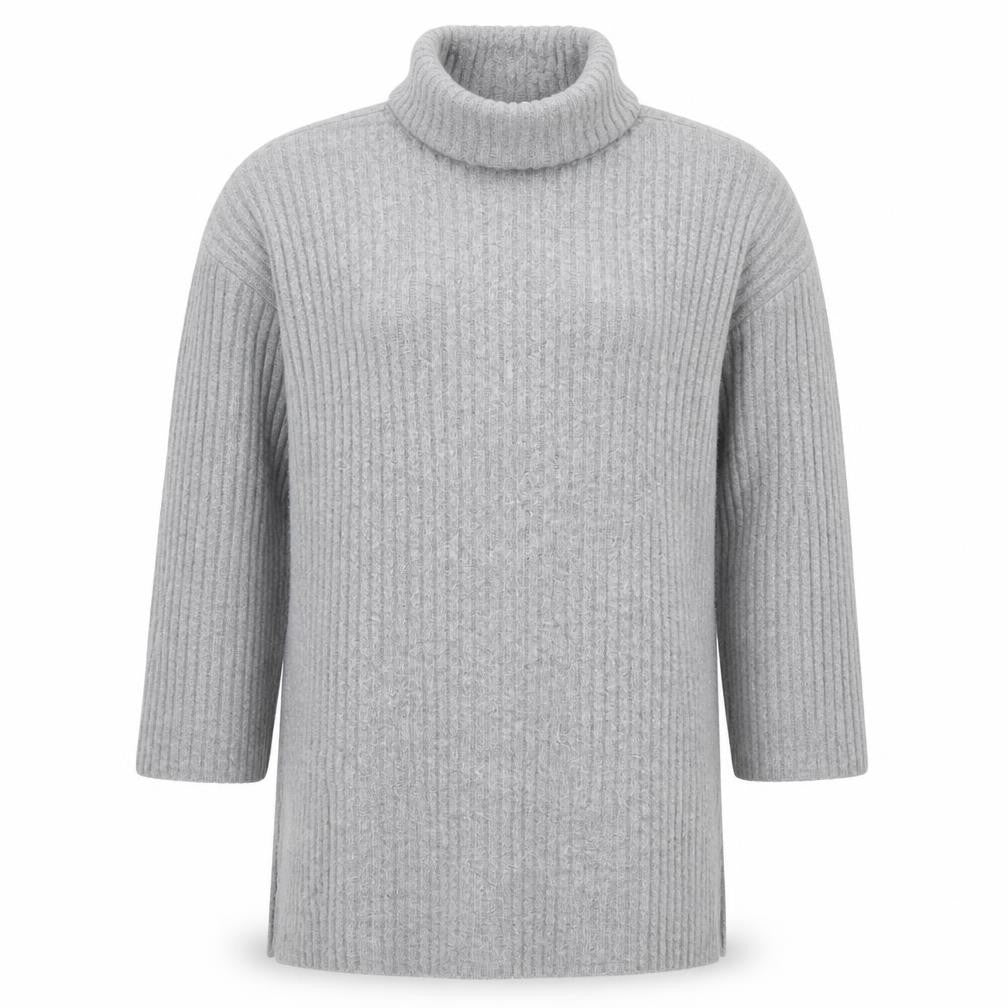 Zara Girls Grey Ribbed Knit Roll Neck Sweater Dress 13-14 Years
