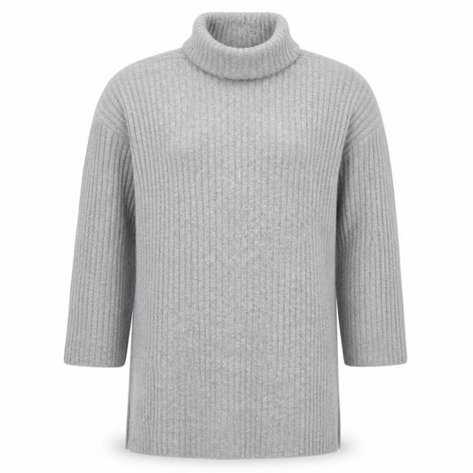 Zara Girls Grey Ribbed Knit Roll Neck Sweater Dress 13-14 Years