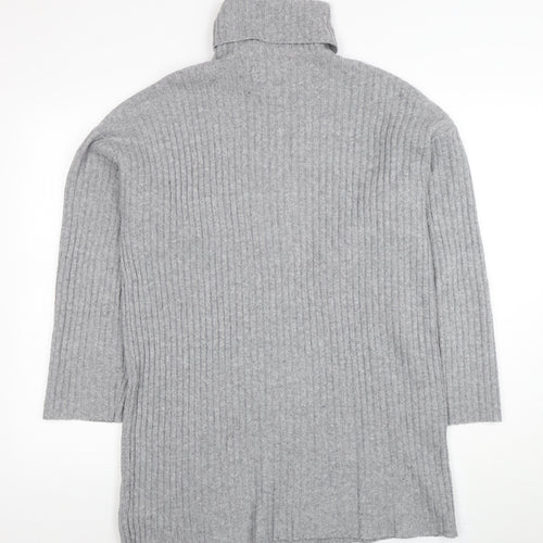 Zara Girls Grey Ribbed Knit Roll Neck Sweater Dress 13-14 Years