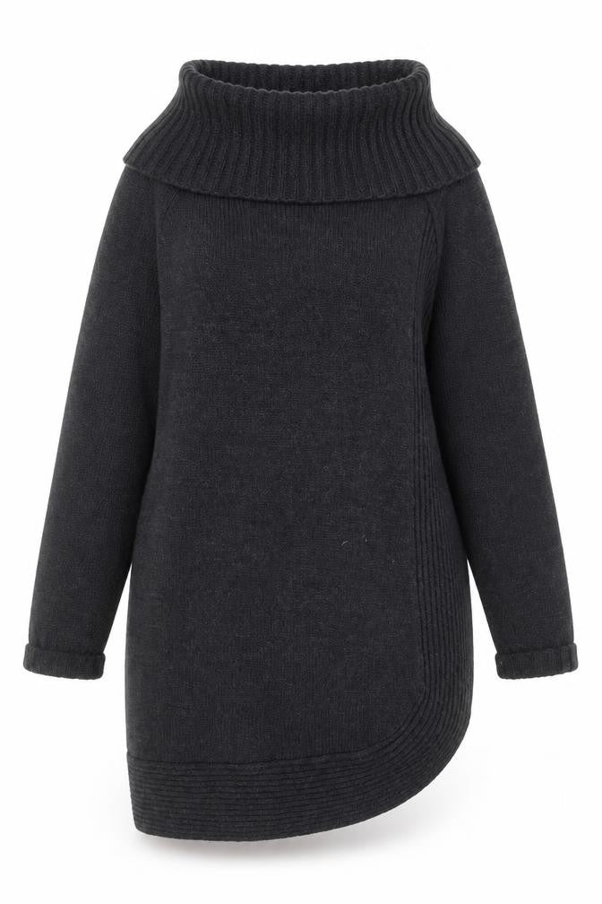 Front view of Marks & Spencer Women’s Grey Roll Neck Wool Blend Jumper, size UK 12