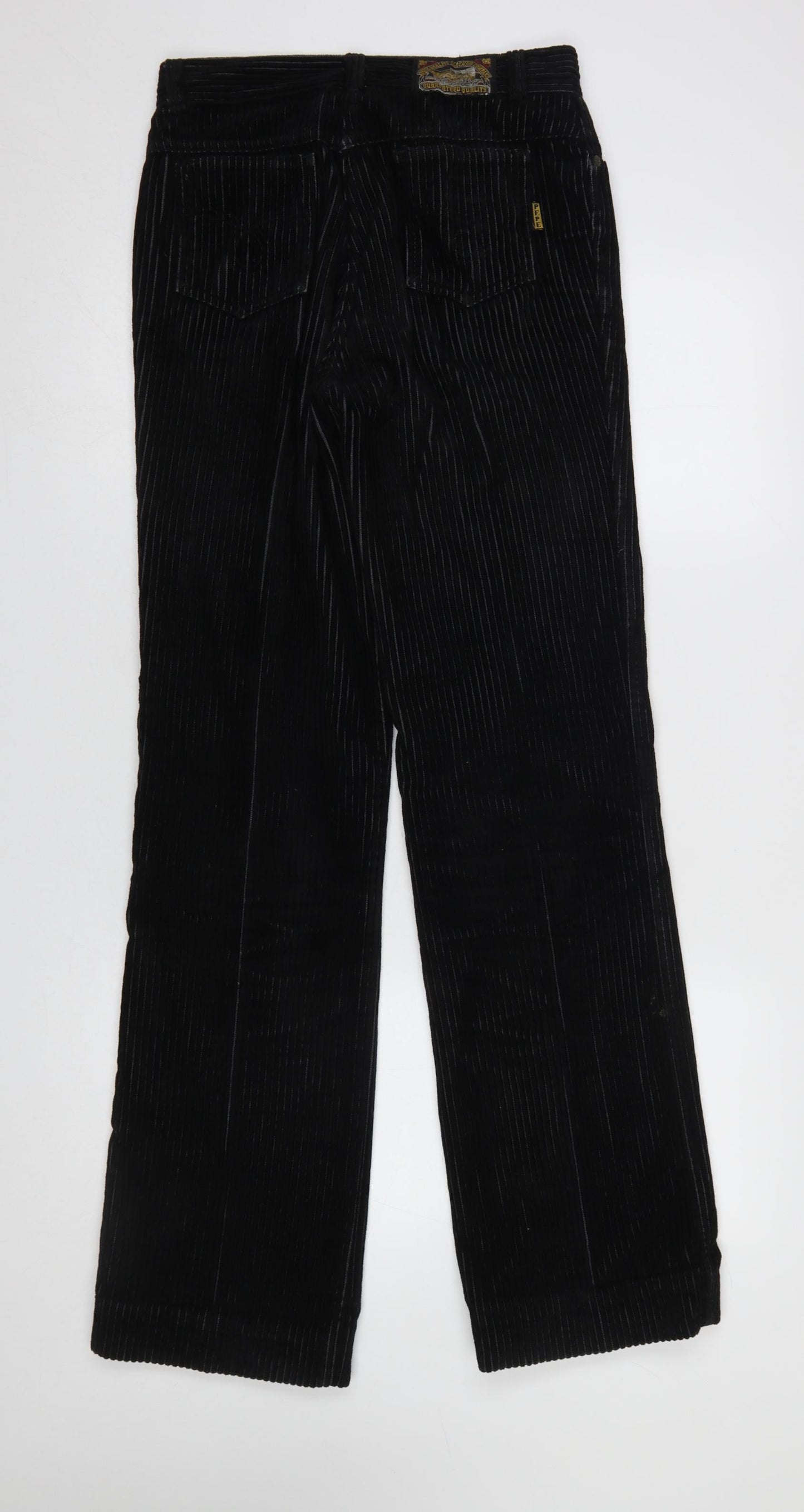 Pepe Jeans Womens Black Corduroy Straight Leg Trousers Size 30
