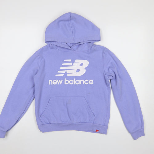 New Balance Girls Purple Pullover Hoodie L (14-15 Years) Logo Sportswear