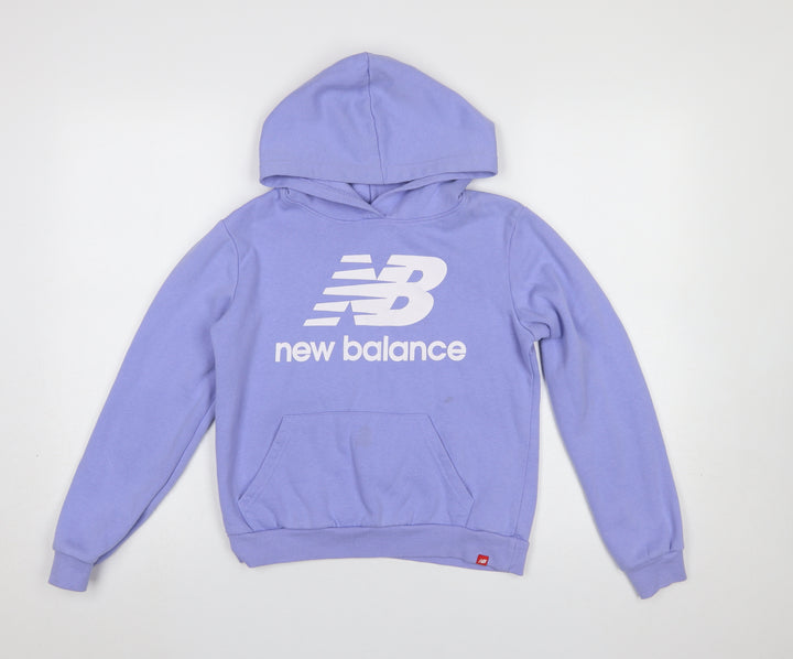 New Balance Girls Purple Pullover Hoodie L (14-15 Years) Logo Sportswear