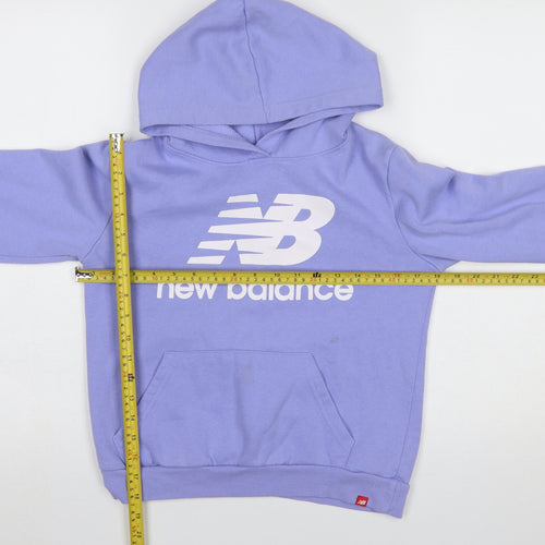 New Balance Girls Purple Pullover Hoodie L (14-15 Years) Logo Sportswear
