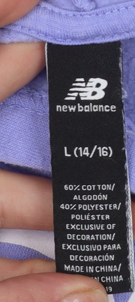New Balance Girls Purple Pullover Hoodie L (14-15 Years) Logo Sportswear