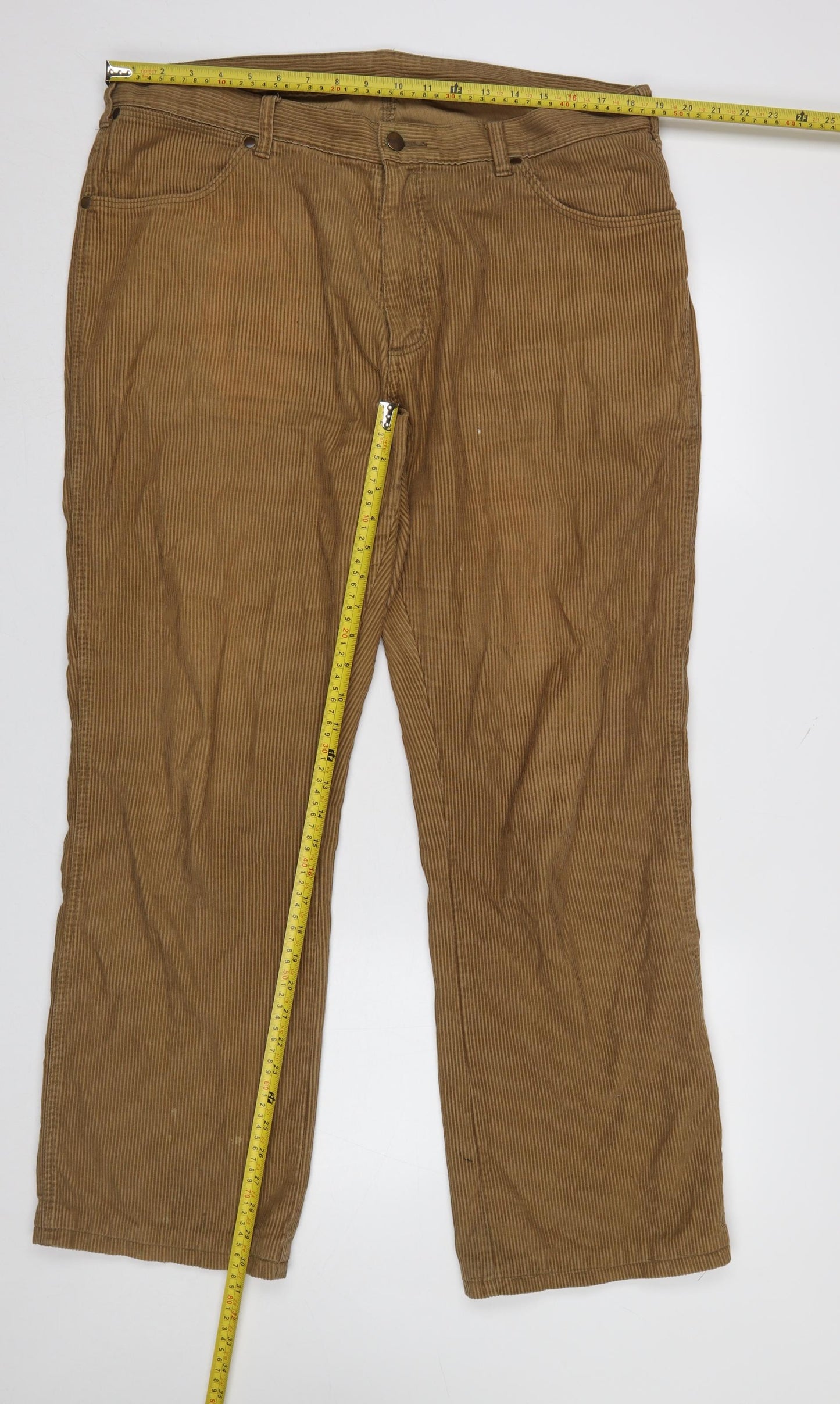 Wrangler Men's Brown Corduroy Chino Trousers 38W 32L Regular Fit