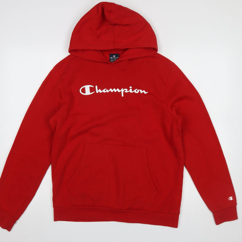 Champion Boys Red 2XL Pullover Hoodie Cotton Blend Long Sleeve Logo Top