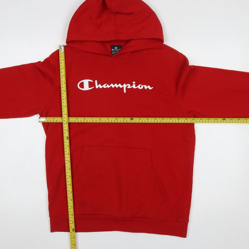 Champion Boys Red 2XL Pullover Hoodie Cotton Blend Long Sleeve Logo Top