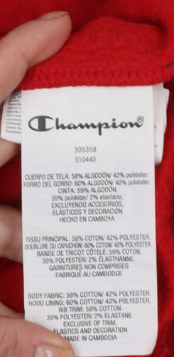 Champion Boys Red 2XL Pullover Hoodie Cotton Blend Long Sleeve Logo Top