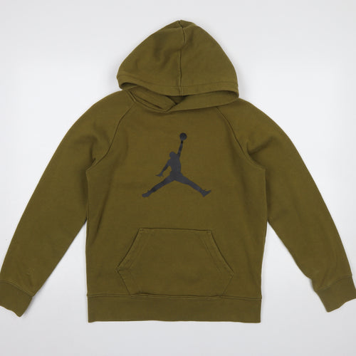 Jordan Boys Olive Green 12-13 Years Pullover Hoodie with Kangaroo Pocket