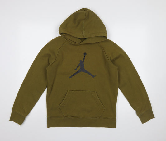 Jordan Boys Olive Green 12-13 Years Pullover Hoodie with Kangaroo Pocket